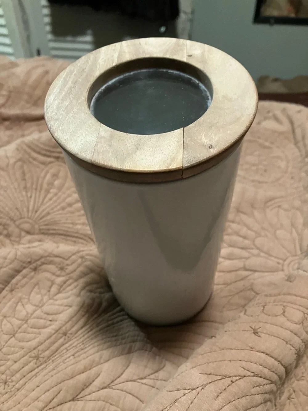NWT IKEA Dropper White Ceramic Canister with Wooden Lid